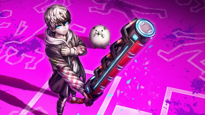 Pink-coloured key art for Tribe Nine.