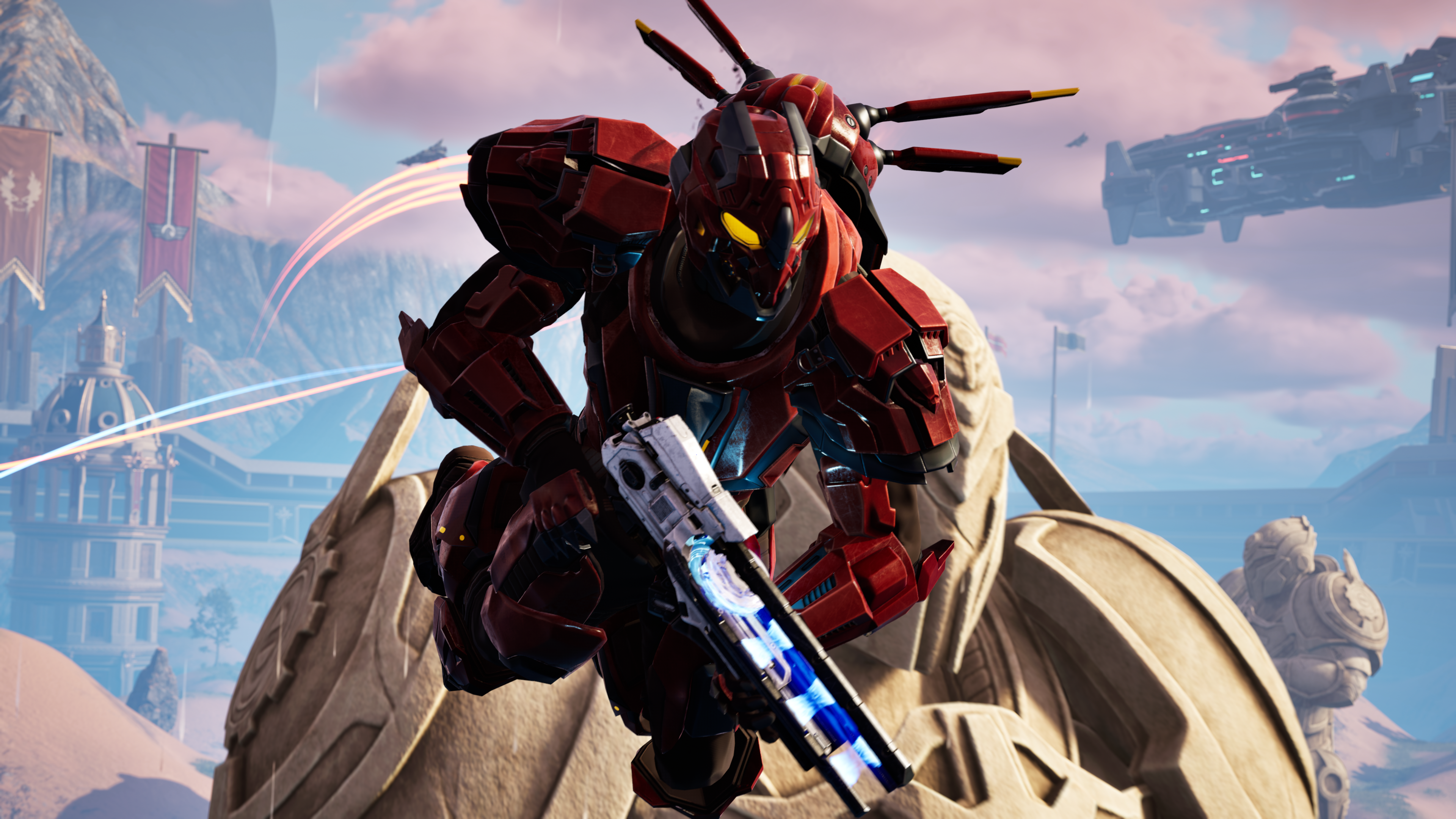 A Blood Raven soldier jetpacks through the air in a trailer for Tribes 3: Rivals.