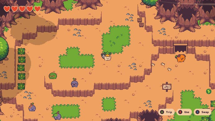 Turnip Boy stands in Rocky Ramps in Turnip Boy Commits Tax Evasion