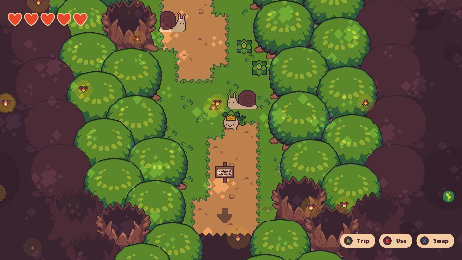 Turnip Boy stands in Weapon Woods in Turnip Boy Commits Tax Evasion - 4