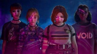 Lost Records: Bloom & Rage screenshot showing its four main characters as teenagers, staring at a mysterious purple light.