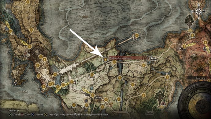 Mapa de Elden Ring de la ubicación de Uchigatana.
