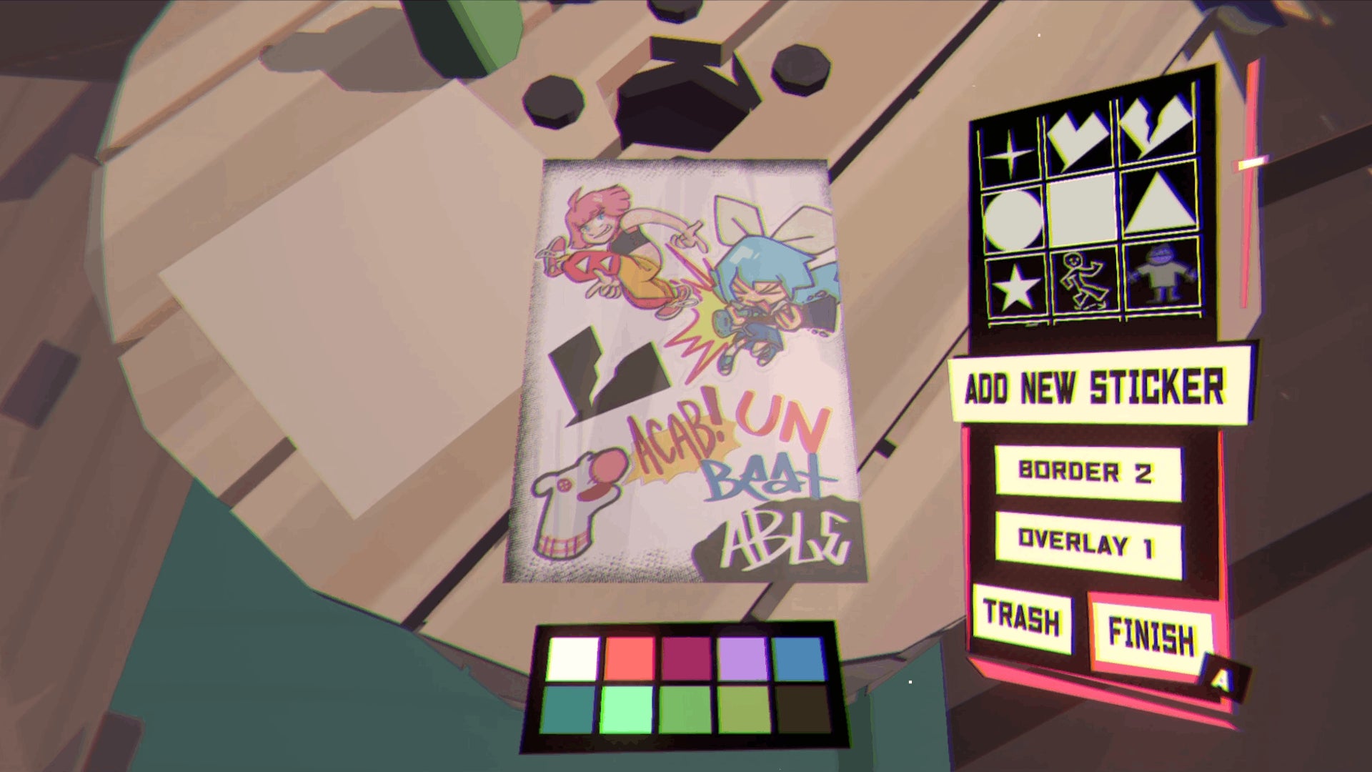 Designing a band poster in an Unbeatable minigame. - 5