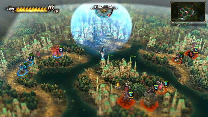A screenshot from Unicorn Overlord, showing an elven city under attack