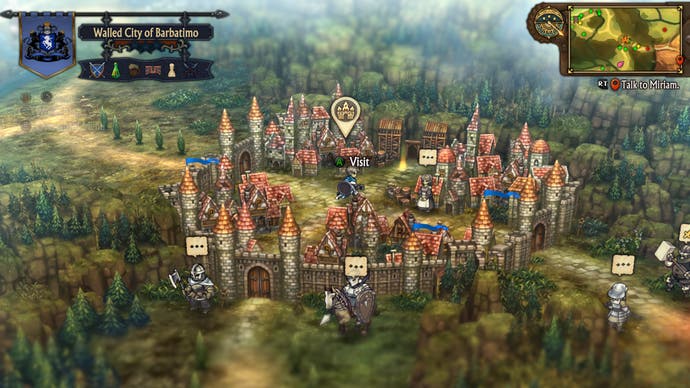 Alain corre por una ciudad liberada en una captura de pantalla de Unicorn Overlord