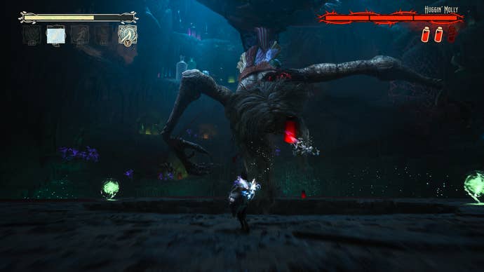 South of Midnight screenshot showing a boss fight with a giant spider