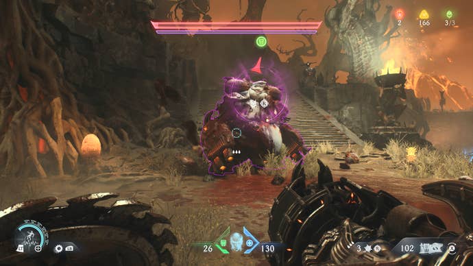 The player takes on a boss in Doom: The Dark Ages.