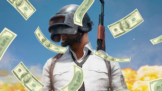 PUBG art with falling money.