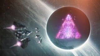 A triangle inside a circle hovering in space - it's Destiny 2's The Final Shape.