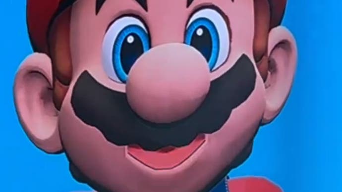 A close-up of the bizarre Mario hologram at CES 2024.