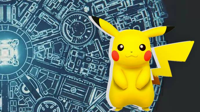 Pikachu in front of Legends Z-A artwork.