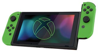 A green Nintendo Switch with an Xbox logo.
