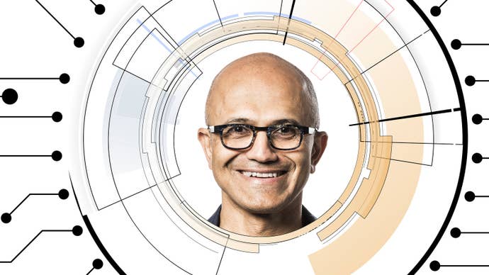 Satya Nadella inside a computer chip.