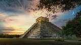 An Aztec temple.