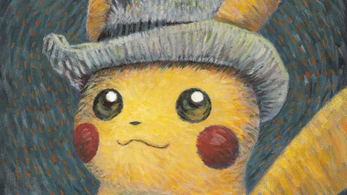 Pikachu artwork used on the exclusive trading card, inspired by Van Gogh’s self-portrait Grey Felt Hat (1887).