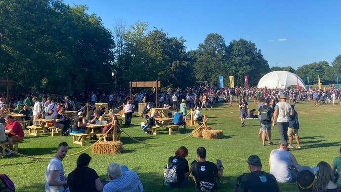 Players relax at Pokémon Go Fest 2022.