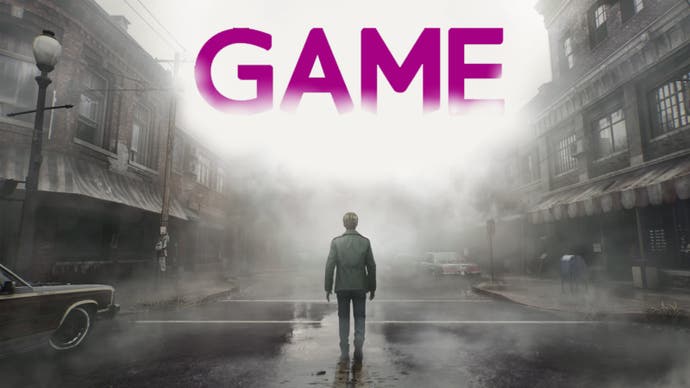 Silent Hill 2 artwork with GAME’s logo in its fog.