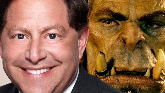 Bobby Kotick and a World of Warcraft movie screenshot.