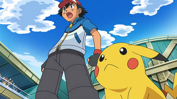 Ash and Pikachu ready to fight.