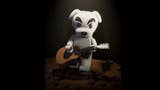 Lego Animal Crossing KK Slider minifigure holding a guitar.