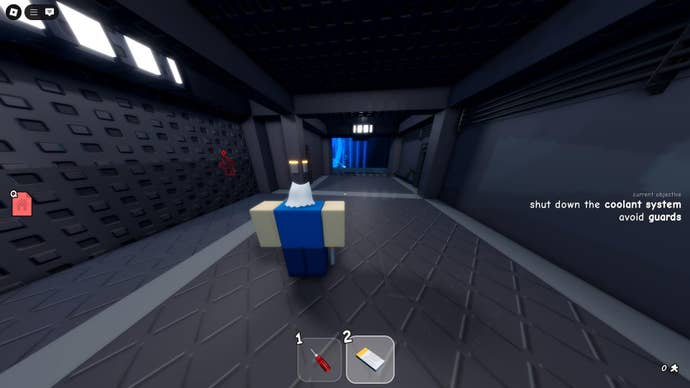 The player stands inside of an airlock in Roblox’s Untitled Tag Game