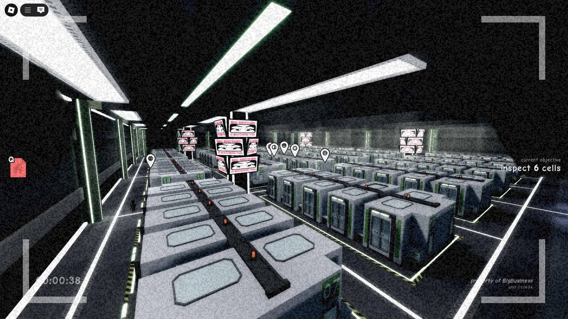 The player, who is currently a drone, looks at various cells in Roblox's Untitled Tag Game - 4