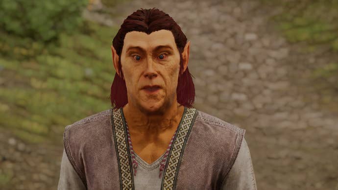An elf looking amazed successful Oblivion Remastered.