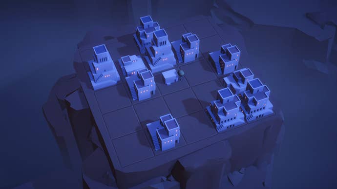 A night time desert town in Urbo