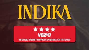 Da Indika logo is shown above a gangbangin' four-star review score fo' tha game, wit Ilya n' Indika blurred up in tha background