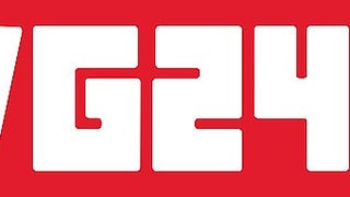 logo for website VG247 in white on red background