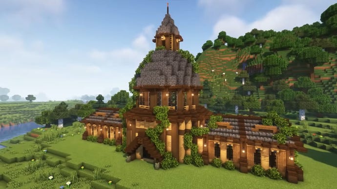 A Villager Trading Hall, built in Minecraft by YouTuber "Nuvola MC."