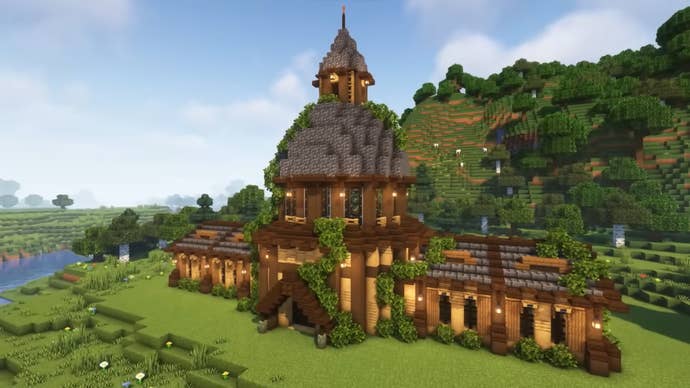 A Villager Trading Hall, built in Minecraft by YouTuber “Nuvola MC."