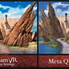 The PC version of Riven 2024 in VR, compared to the game running on Meta Quest 3.