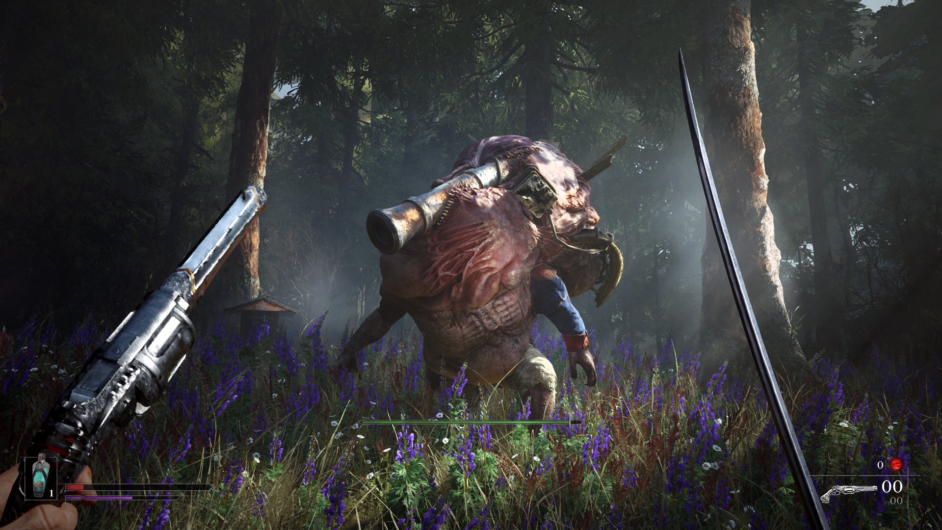 A grotesque enemy in Valor Mortis with a large cannon partially absorbed into its flesh. - 3