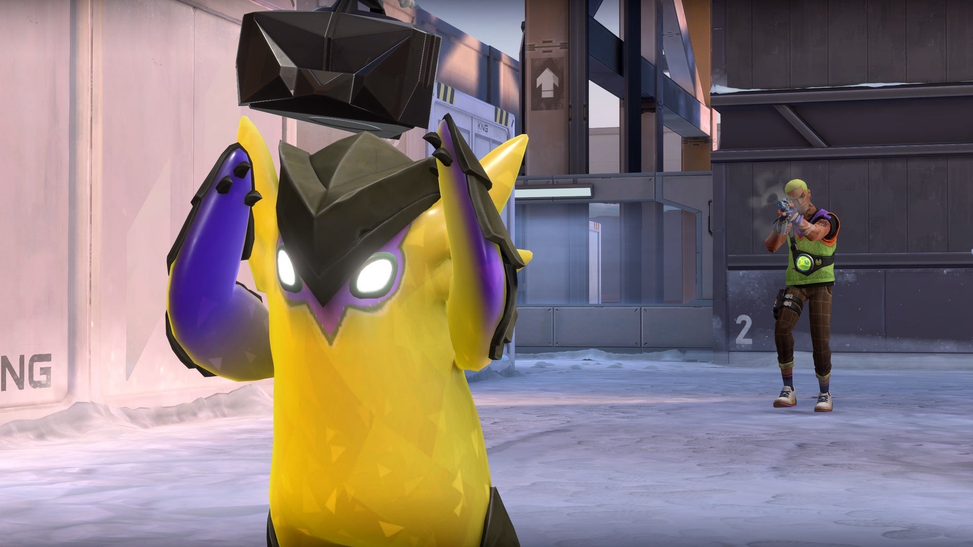 Gekko&rsquo;s ability, Wingman, goes to plant the spike on Icebox in Valorant