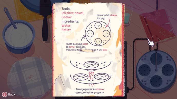 A delicate recipe page shows how to steam buns but part of the instructions are missing in Venba