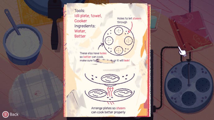 A delicate recipe page shows how to steam buns but part of the instructions are missing in Venba