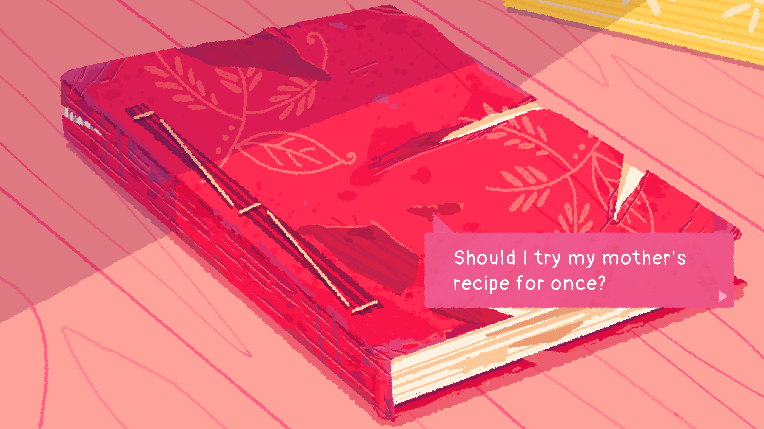 A cherished recipe book lying on a counter in Venba