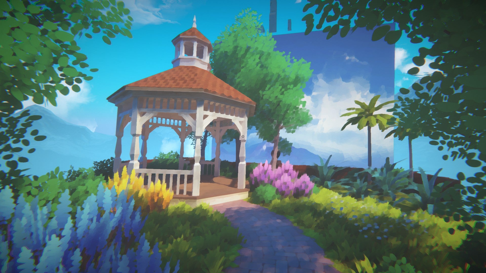 A painterly pavilion sits in the centre of a garden in Viewfinder