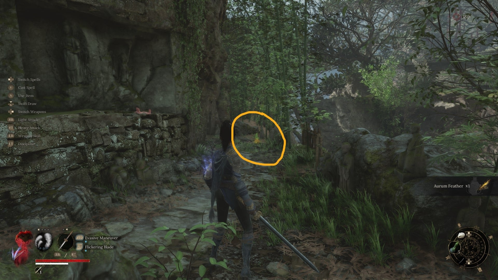 Wuchang looks at a Bamboozling in the distance - just outside of the cave containing the Panda Shop - in WUCHANG: Fallen Feathers - 4