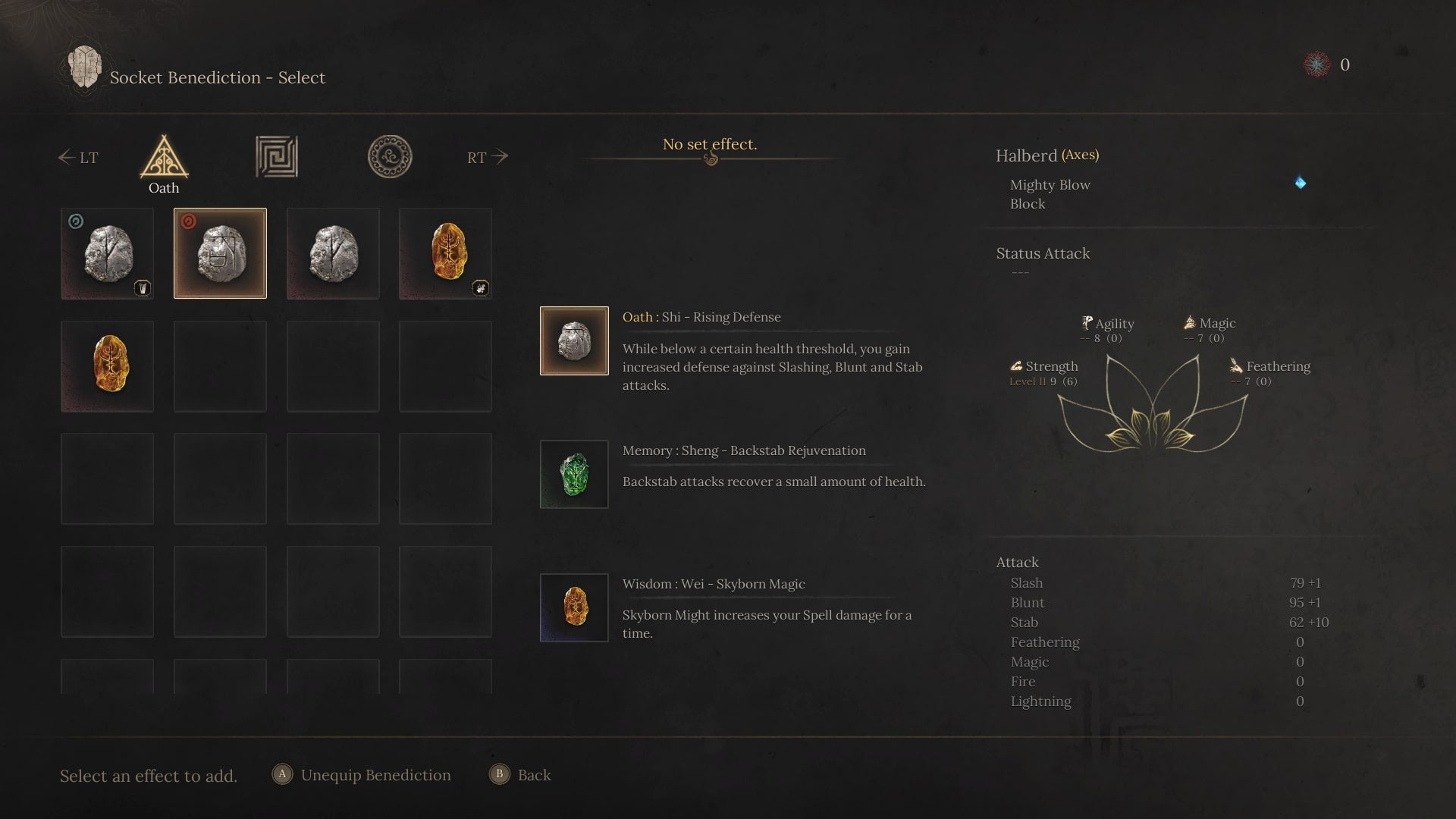 The Benedictions menu is shown in WUCHANG: Fallen Feathers - 4