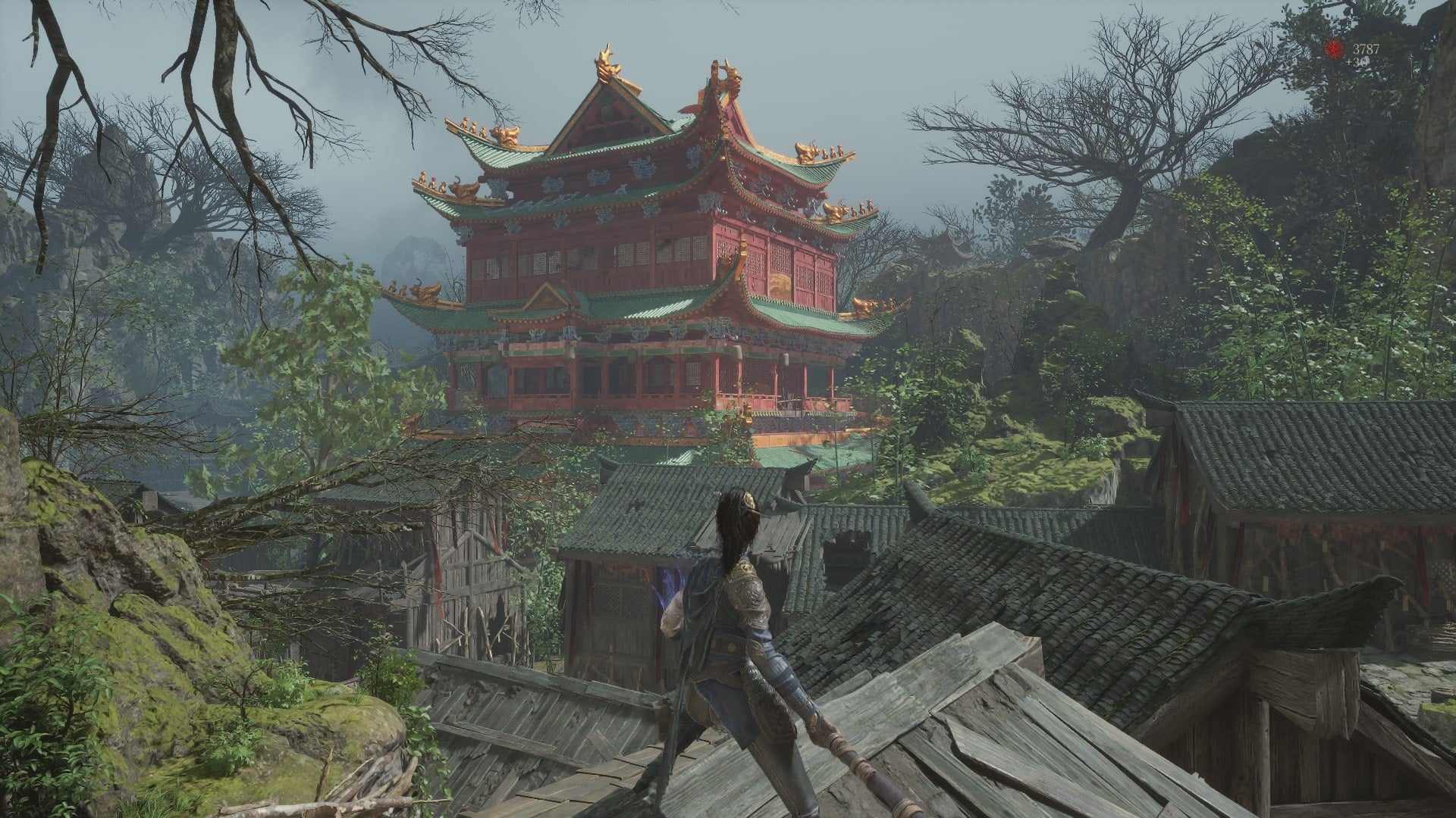 Wuchang looks at Shu Sanctum in the distance in WUCHANG: Fallen Feathers - 1