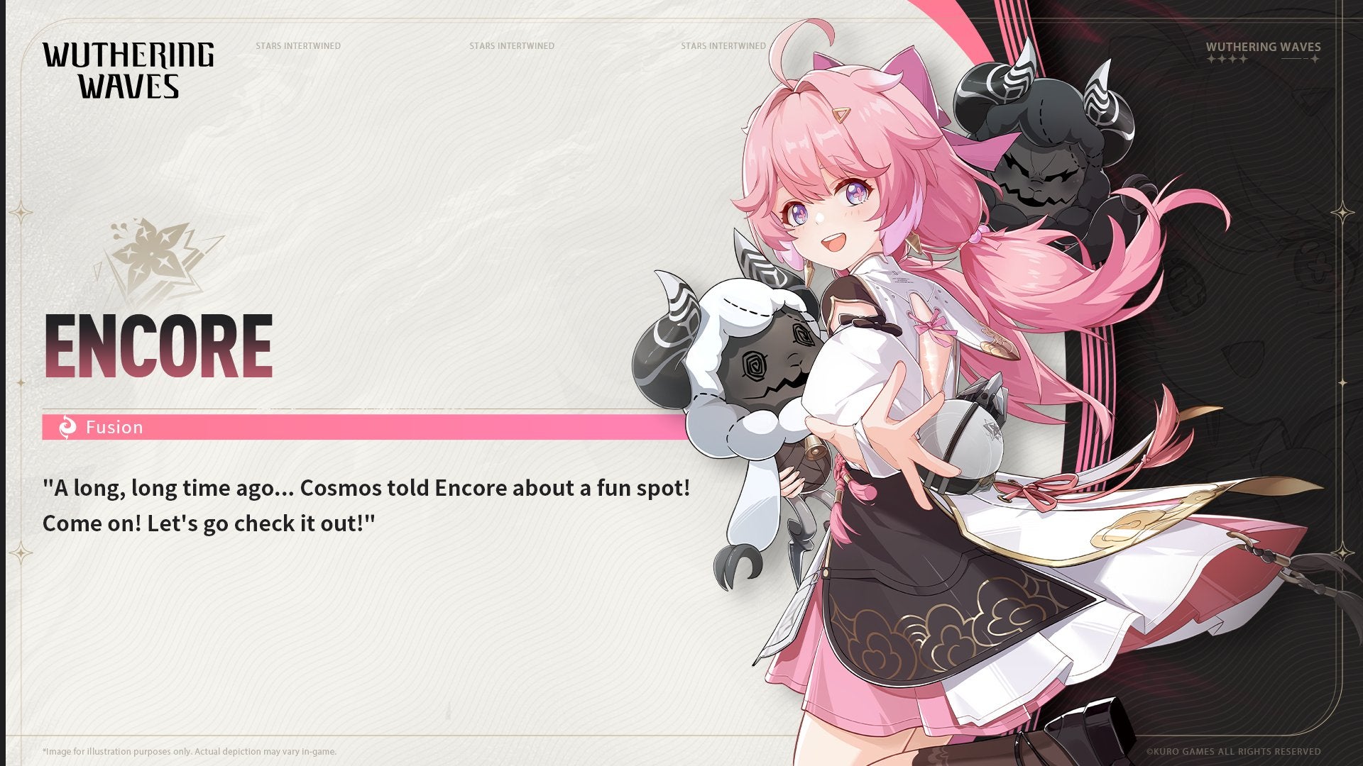 A character card for Wuthering Waves' Encore is shown - 1