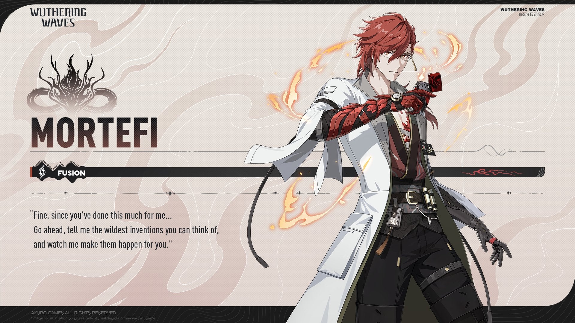 A character card for Wuthering Waves' Mortefi is shown - 17