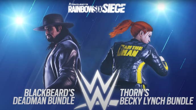 Blackbeard’s The Undertaker bundle and Thorn’s Becky Lynch bundle for Rainbow Six Siege are shown