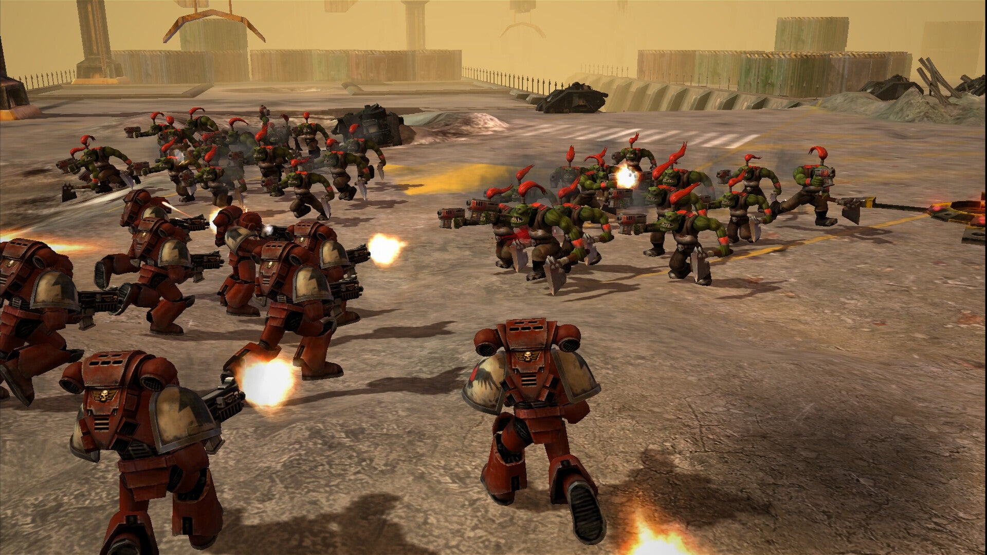 Blood Raven Space Marines square off against Orks in Warhammer 40,000: Dawn of War – Definitive Edition. - 1