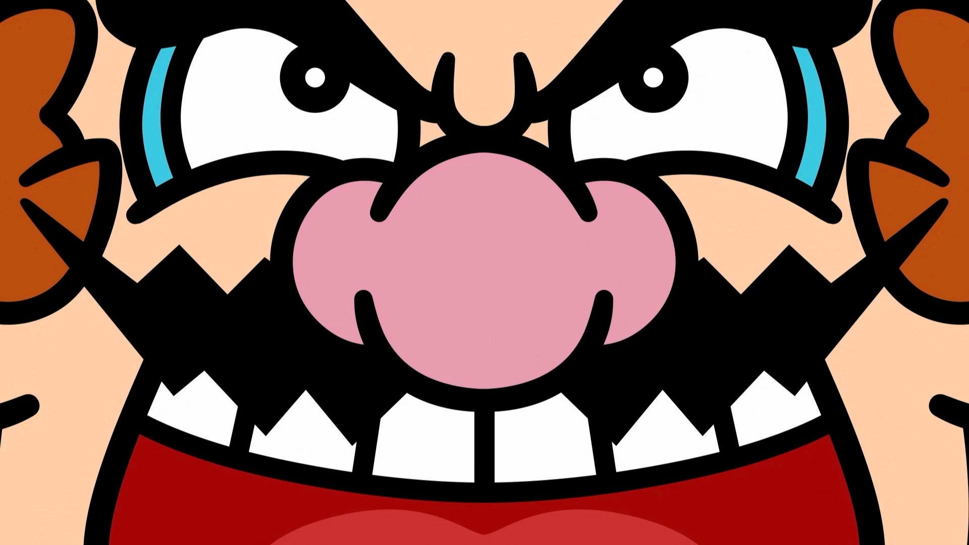 A close-up of Wario's big, horrible face. - 1