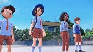 Characters in the upcoming The Hidden Treasure of Area Zero expansion for Pokémon Scarlet and Violet.