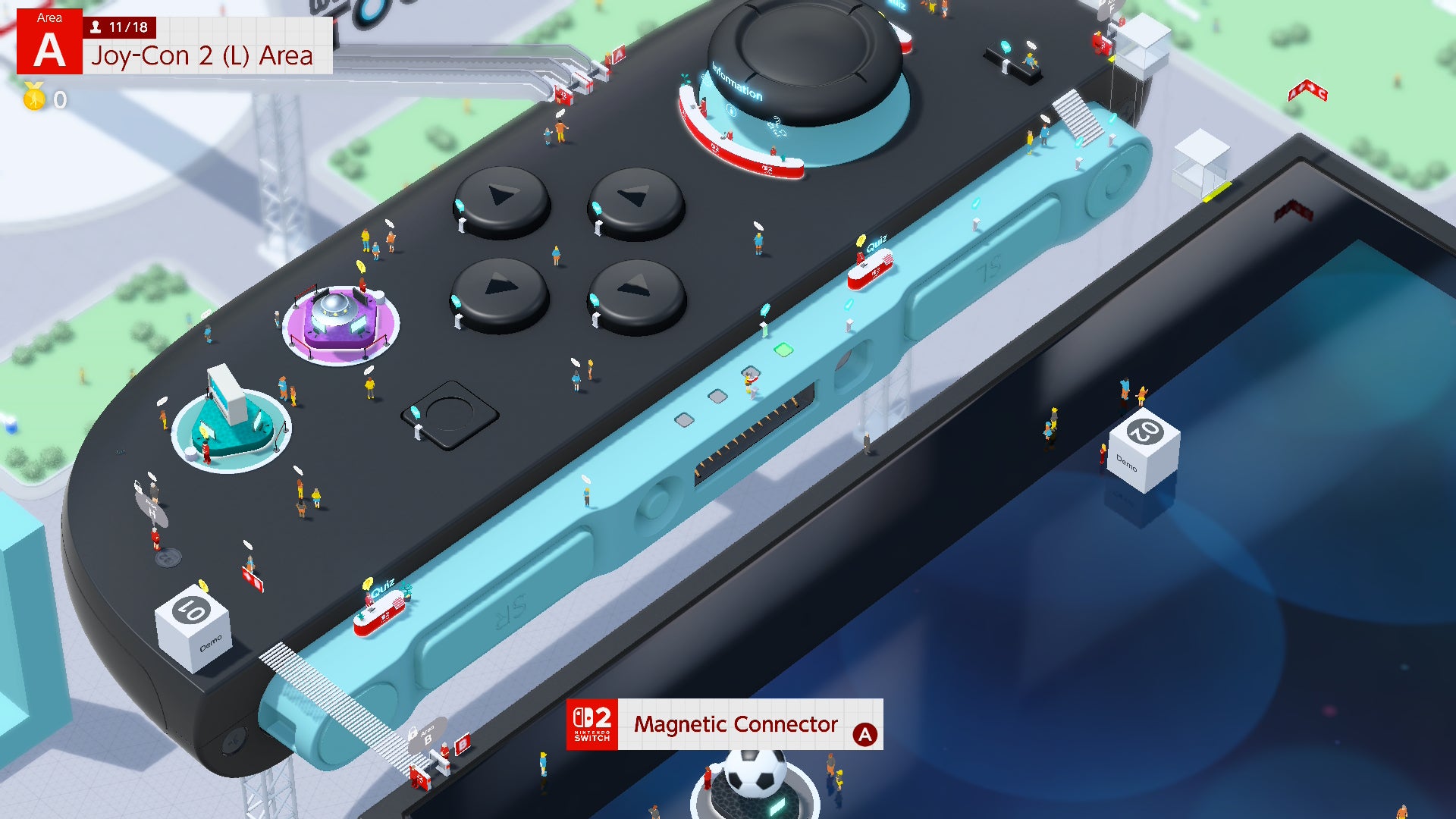 A Joy-Con turned into a museum exhibit in Welcome Tour.