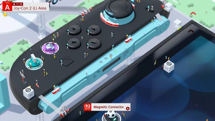 Un Joy-Con transformé en pièce de musée dans Welcome Tour.